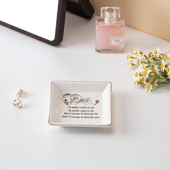 Ceramic Ring Dish Jewelry Tray for Small Trinket Tray Mom Sister Friends - Picture 2 of 8